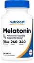 Nutricost Melatonina 10mg, 240 comprimate - 10mg Per Servire, non-GMO, Gluten gratuit