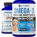 Omega 3 ulei de pește pentru câini capsule - ulei de somon pentru câini - Peste de câine Suplimentul de ulei poate ajuta la vărsare, alergie, mâncărime - Suport piele uscată, articulații - Piele de câine și supliment de haina - 180 pastile de ulei de pește