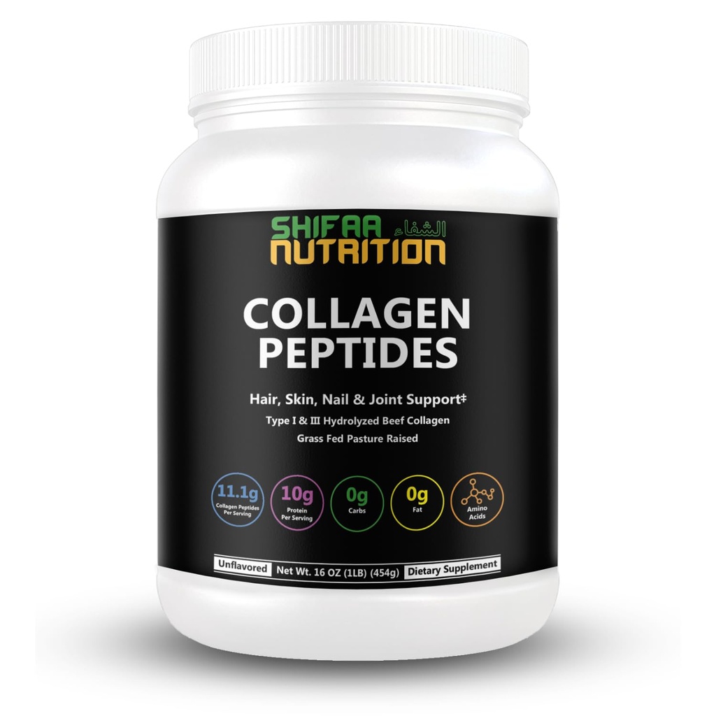 Halal & Grass Fed Colagen Peptides Pulbere 1 lb. 16 oz Nearomatizat Colagen Peptides pulbere tip I & Tip III pentru păr, piele, unghii și articulații 