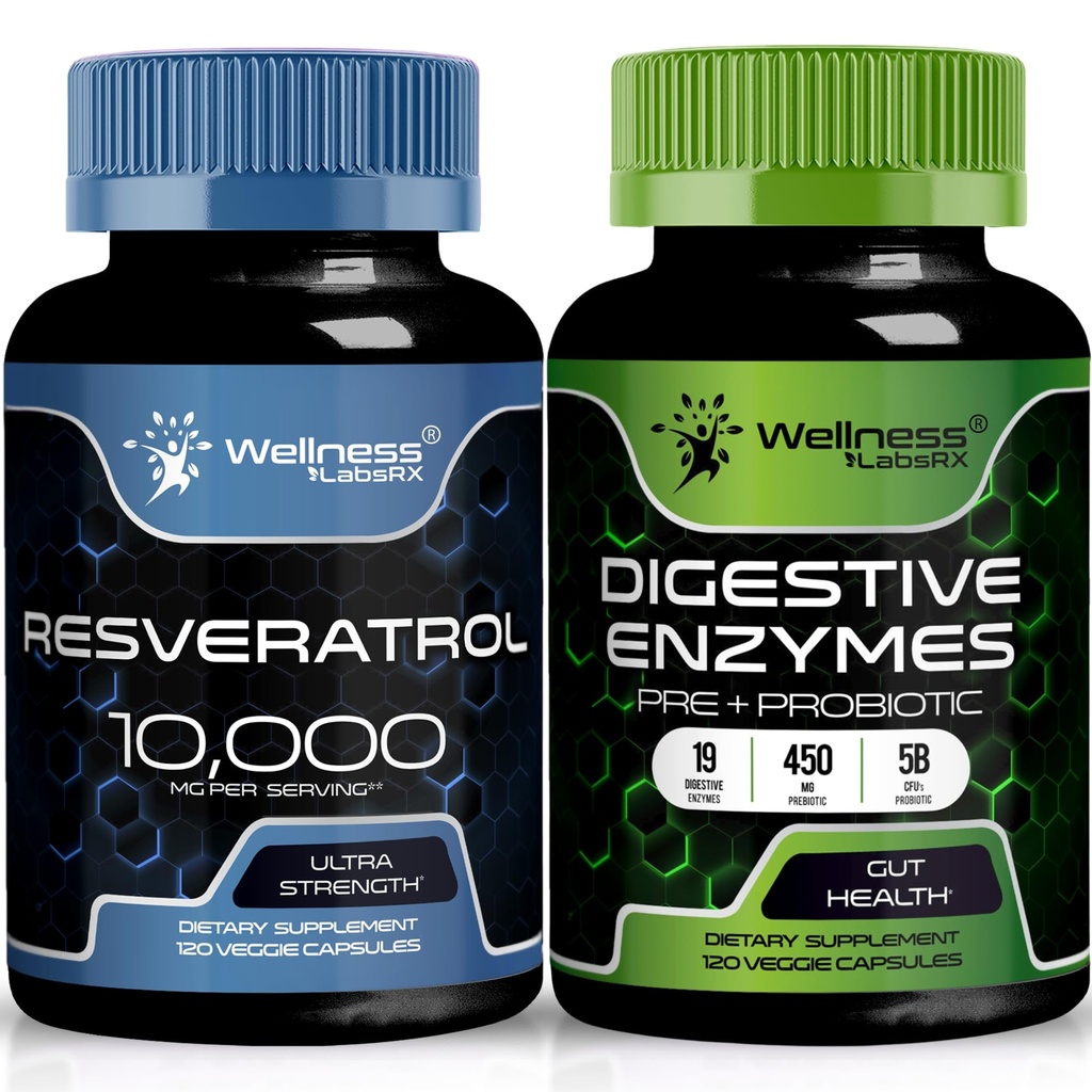 wellness LABSRX Resveratrol Capsule 10.000 mg - Digestive Enzime 450 mg