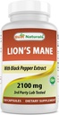 Cele mai bune naturale Lions Mane supliment ciuperci 2100mg - 120 capsule - Suporturi Claritate mintală, Focus & Imuna Sănătate - Adăugat negru Pepper pentru absorbţie maximă
