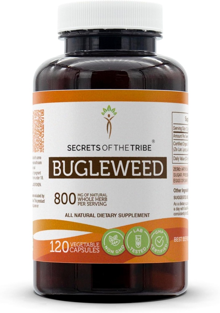 Secretele tribului Bugleweed 120 Capsule, 800 mg, Bugleweed (Lycopus Virginicus) Herb uscat (120 capsule)