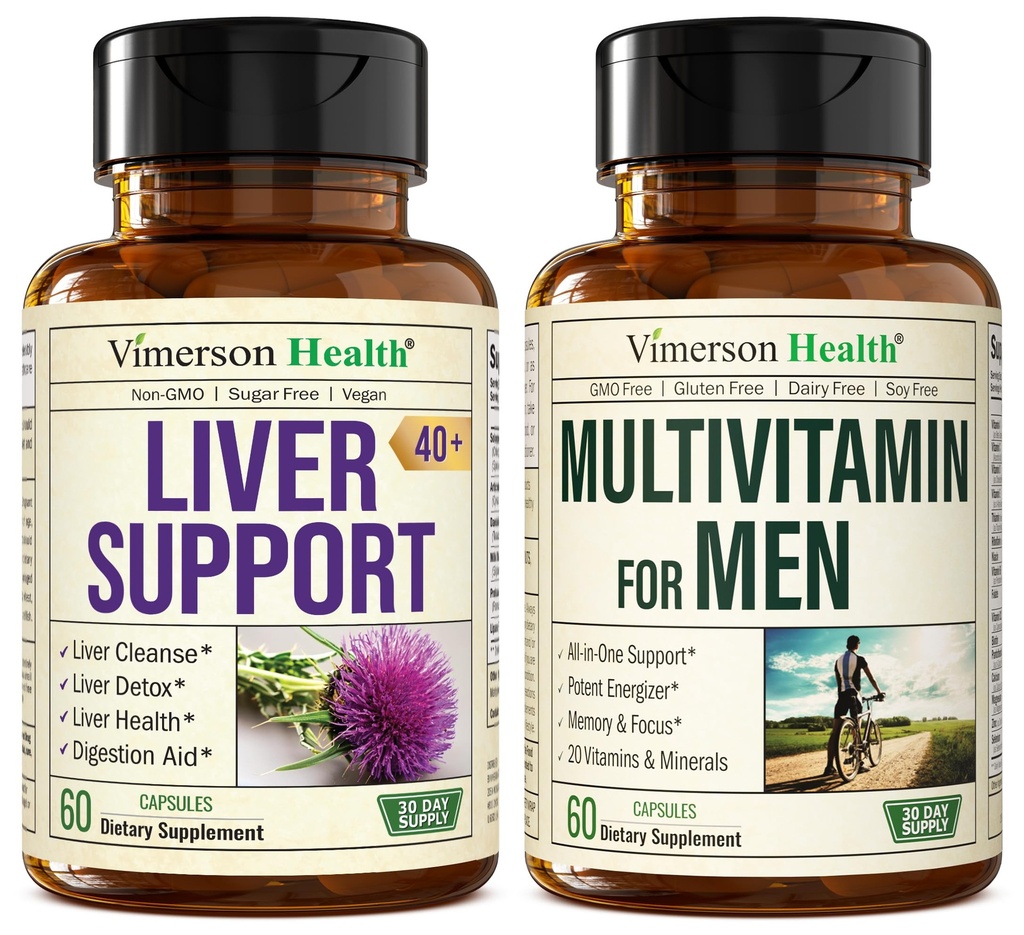 Ficat Cleanse Detoxifiere & Reparații Milk Thistle Supliment & Multivitamine pentru bărbați - Mens complete Multivitamine & Multiminerale cu vitamina A, C, D, E, B12, Zinc, și mai multe vitamine pentru bărbați