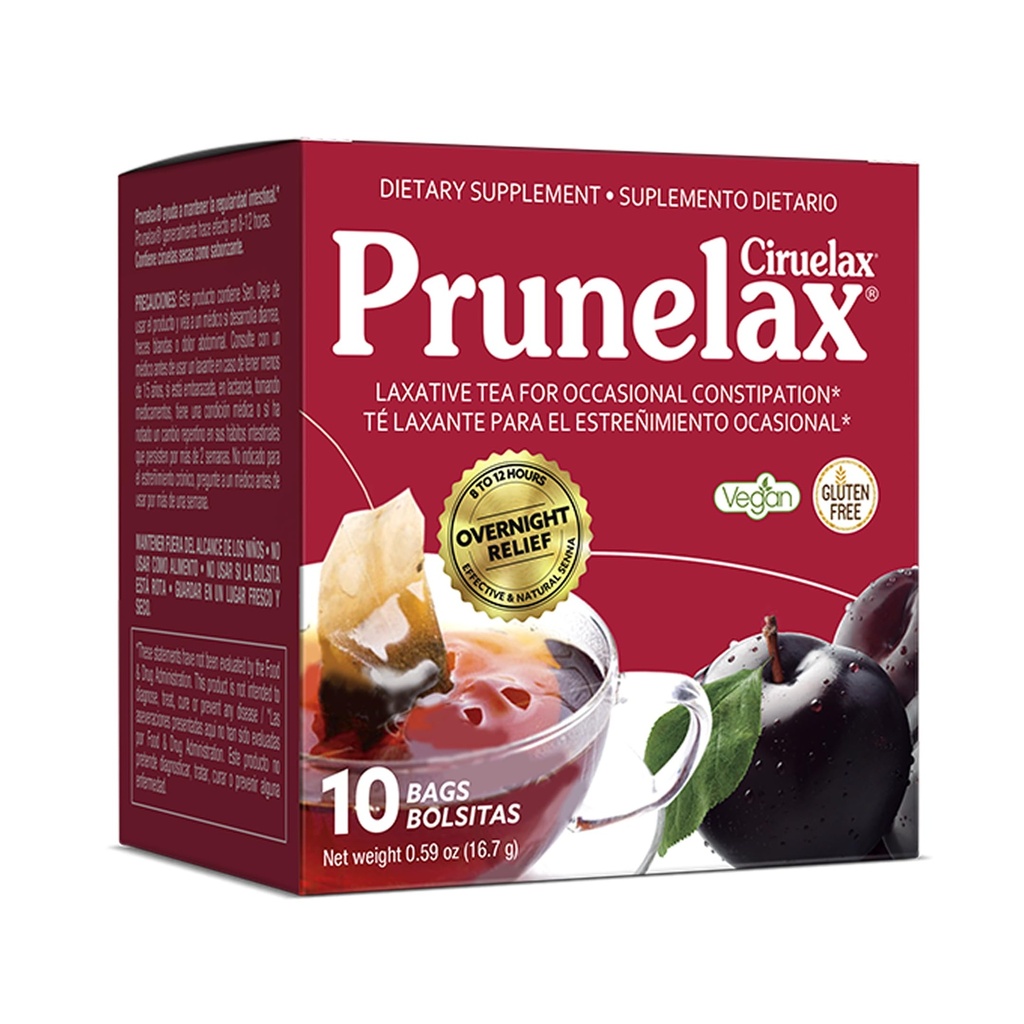 Prunelax Ciruelax Regular Putere Laxative Ceai Bags - Made with Natural Senna Extras, for Ocazional Constipaţie, Senna Extract - 10 Bags