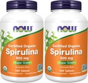 Suplimente acum, Spirulina organică 500 mg cu vitamine, minerale și GLA (acid gamma-linolenic), 500 comprimate (pachet de 2)