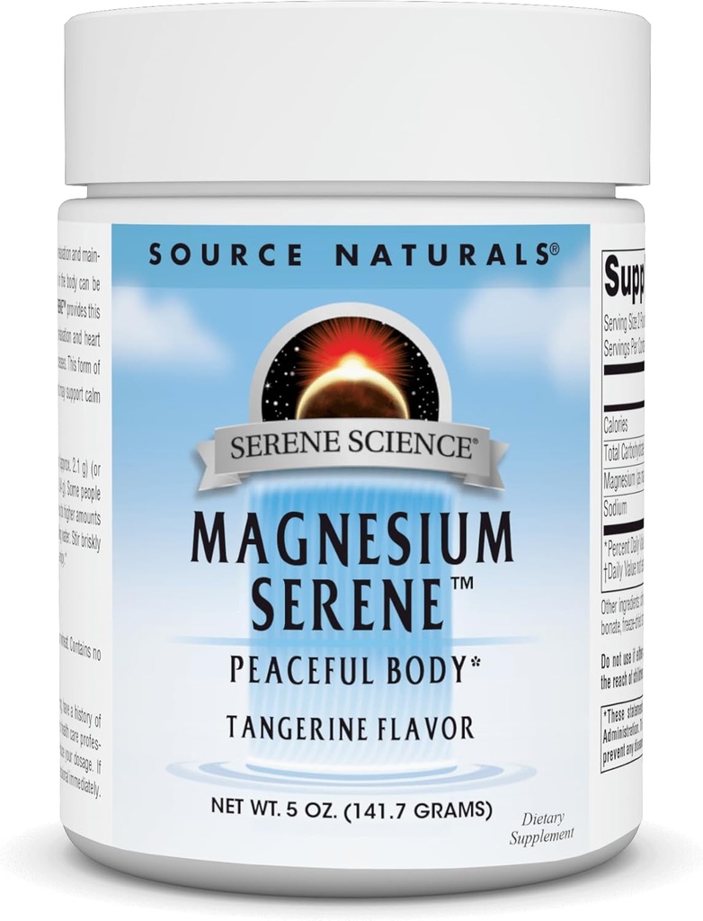 Sursa Naturale Serene Science Magneziu Serene, Peaceful Body*, Tangerine Flavored - 5 Ounce Powder