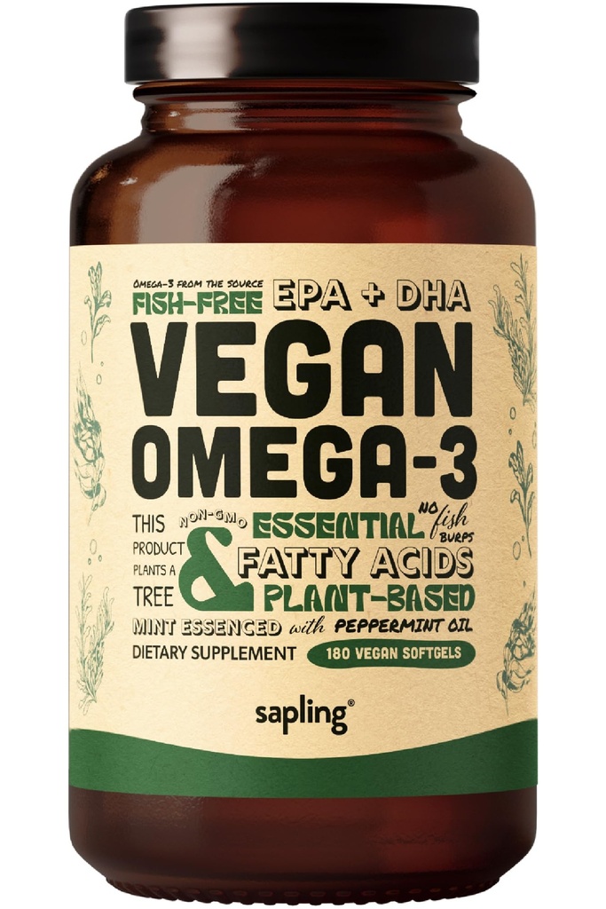Vegan Omega 3 Supliment - Plant based DHA & EPA Acidi grasi - Carragenan gratuit, Alternative la ulei de pește, Suporturi inimă, creier, sănătate comună - Susținută Algae, Ulei de pește - 180 Softgels