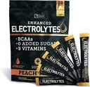 Pulbere electrolit îmbunătățită (Peach Mango 20pk.) w 0 Zahăr + BCAA + B-Vitamins Electrolit Supliment w Zinc și magneziu de potasiu pentru hidratare - Keto Electroliti