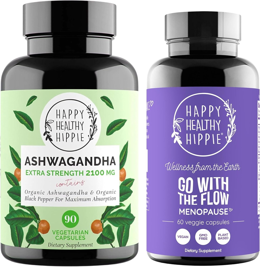 Happy sănătos Hippie Du-te cu fluxul Menopause suport & organic Ashwagandha