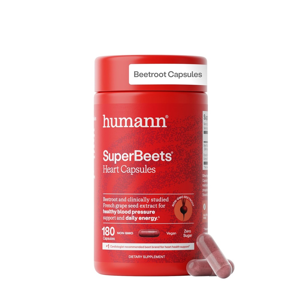 HumanN SuperBeets capsule rădăcină de sfeclă eliberare rapidă 1000mg, ajută la susținerea producției de oxid de azot, tensiunea arterială, sănătatea inimii, conține non-GMO praf de sfeclă, Studied Antioxidanți 180 Conte