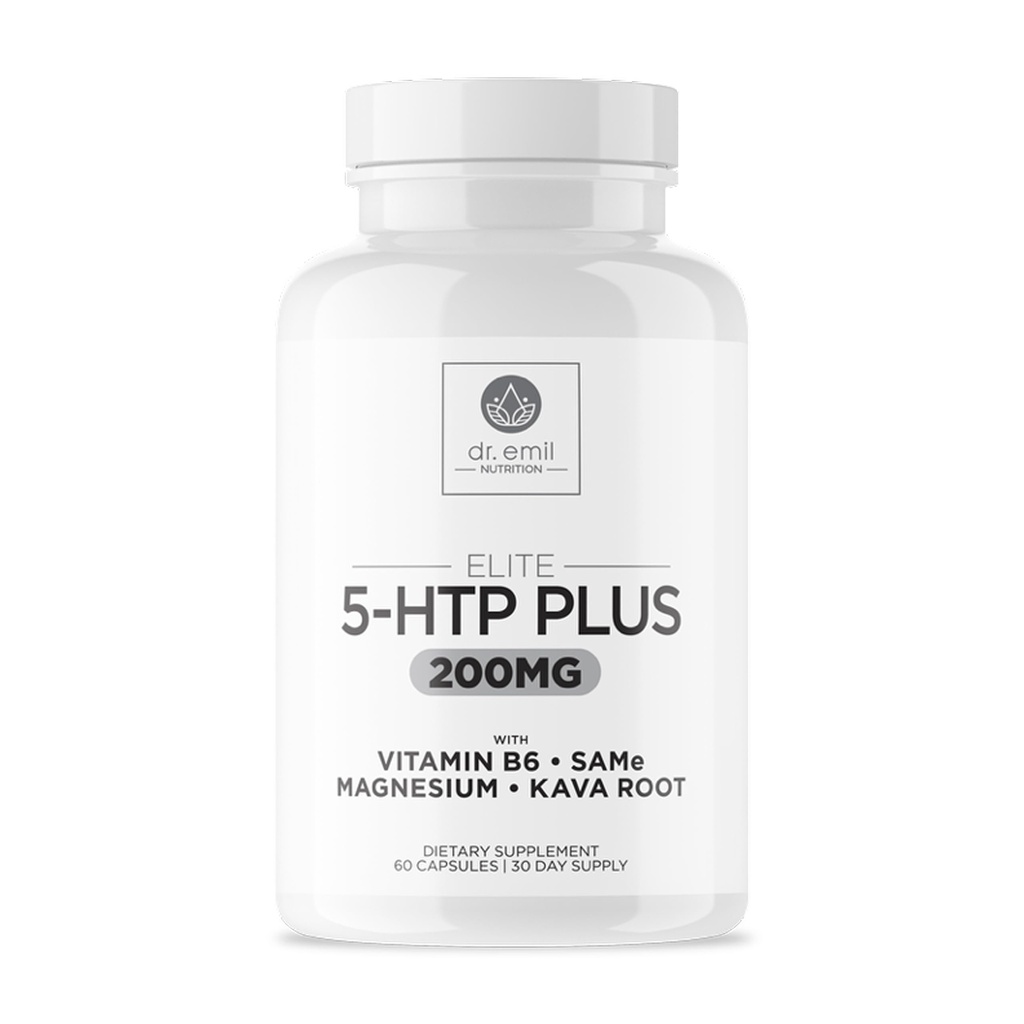 200 MG 5-HTP Elite cu extract de rădăcină Kava, magneziu & SAM-e pentru a menține somn normal sănătos și pentru a crea un sentiment de bunăstare - 5HTP Supliment cu vitamina B6 - 60 capsule, 30 Serviri