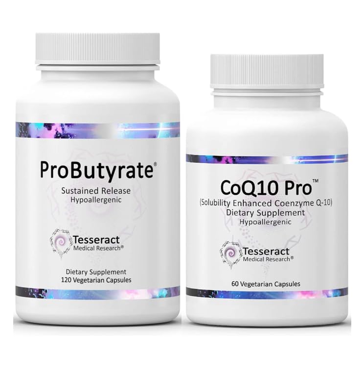 Tesseract Medical Research ProButyrate Health Supplement, Butyric Acid Complex & CoQ10 Pro, Coenzima Q10 pentru sănătate, sănătatea musculară și producția de energie celulară
