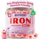 Supliment de fier Vegan pentru femei 25mg, Gume de fier fără zahăr cu vitamina C, Methy B12, Folate pentru energie Boost, deficit de fier, Nu după gust, aromă de piersici - 60 Conte (Pachet de 2)