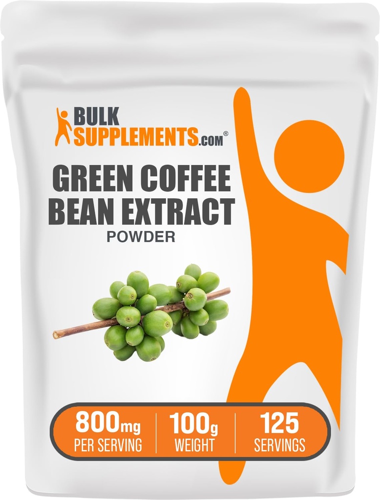 BulkSupplements Green Bean Extract de pulbere - Green Bean Suplimente - Suport energetic, Gluten gratuit, 800mg per Serving, 100g (3.5 oz) (Pachet de 1)