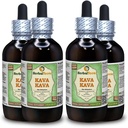 Kava Kava (Piper Methysticum) Glicerit, extract lichid fără alcool uscat (Brand Name: HerbalTerra, Proudly Made in USA) 4x4 fl.oz (4x120 ml)