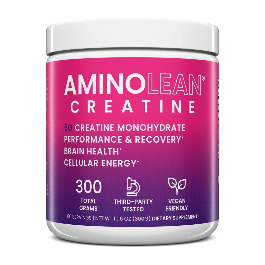 AminoLean Creatina pentru femei și bărbați, Micronited Pure Creatină Monohidrat pulbere Supliment pentru tonifiere musculare, suport de mood, Boost de energie, și creier de sănătate, 300g