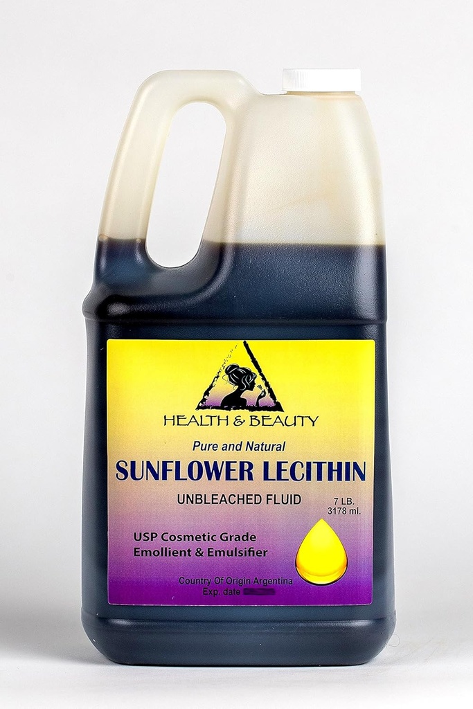 Lecitină Floarea-soarelui Emulsator lichid nealbit Emulsifier Emolient Stabilizator Pur 128 oz, 7 LB, 1 gal