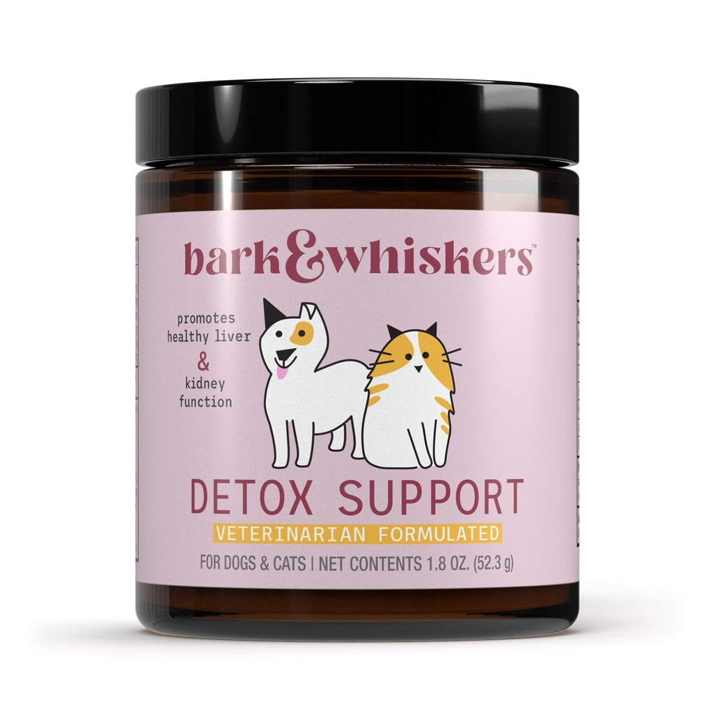 Bark & Whiskers Detoxifiere Suport - Ajuta la sustinerea functiei sanatoase a ficatului si rinichiului - Amestec de plante cu matca organica de lapte si ceai verde - 1.8 oz