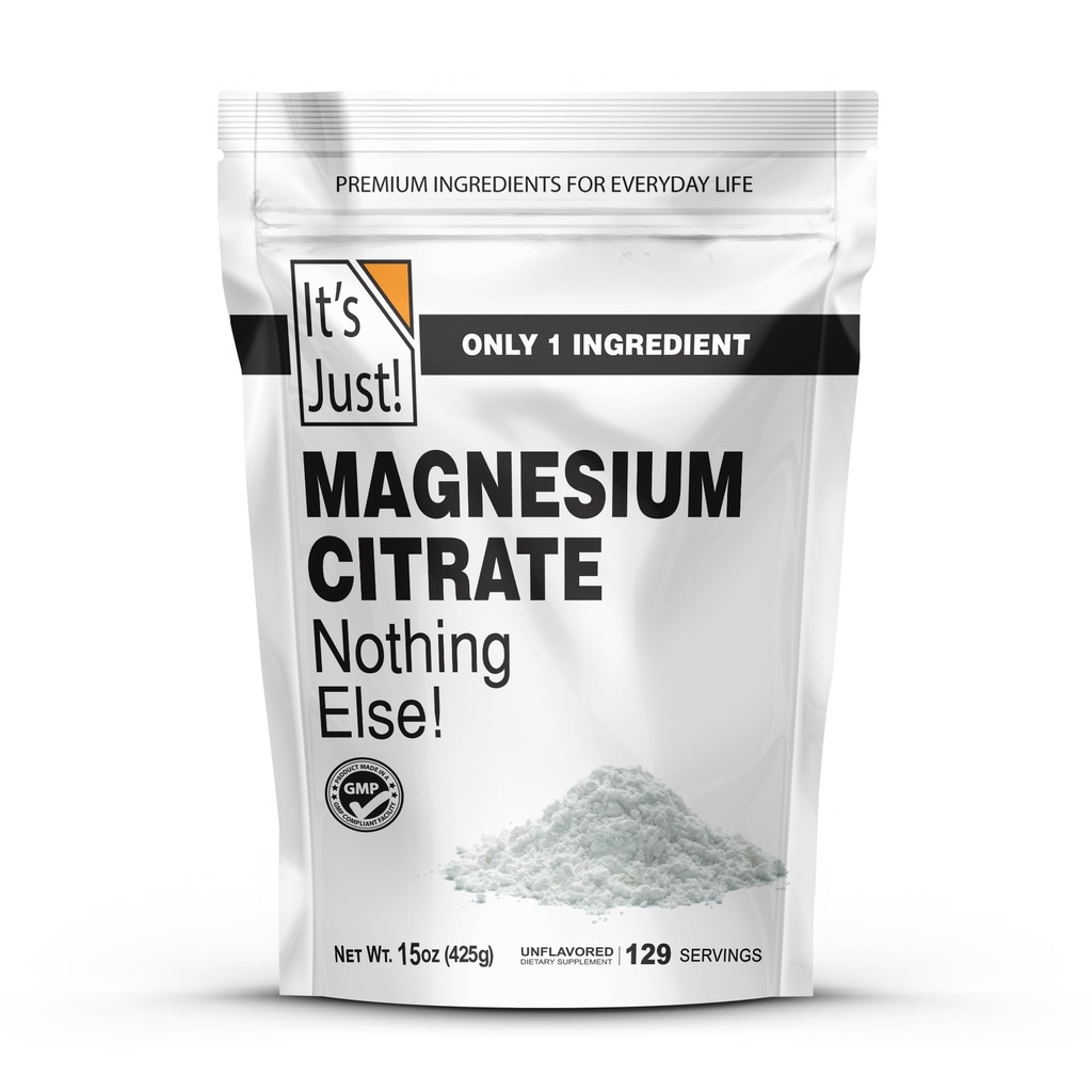 Este doar - Magneziu Citrat pulbere, 15oz, non-GMO Magneziu Supliment, Nearomat (15oz / 129 Serviri)