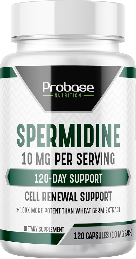 Proteza Nutriţie Spermidină (10mg de 99% Spermidină 3HCL - terţă parte testate) 120 Capsule - 100x mai mult potent decât extract de germeni de grâu, Telomere Health şi Aging 120-Day Supply - La fel de eficient ca NMN