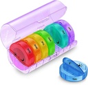Sukuos Weekly Pill Organizator 7 zi 2 ori pe zi, Large Daily Pill Box Easy to Open, AM PM Pilula Case pentru Medicina/Vitamin/Fish Oil/Supplements (Purple)