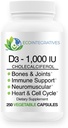 Vitamina D3-1000 UI 25 mcg (Cholecalciferol) Suport hipoalergic pentru mușchi, oase și dinți, sâni, prostată, cardiovascular, Colon & Imune Health (250 de capsule vegetale)