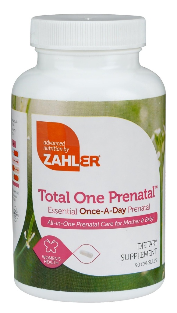 Zahler - Total o vitamine prenatale pentru femei (90 Conte) Multi Vitamine Prenatale zilnice cu acid folic, fier, zinc & 19 Alte vitamine esentiale & Minerale - Kosher Pre Natal Multivitamine Capsule