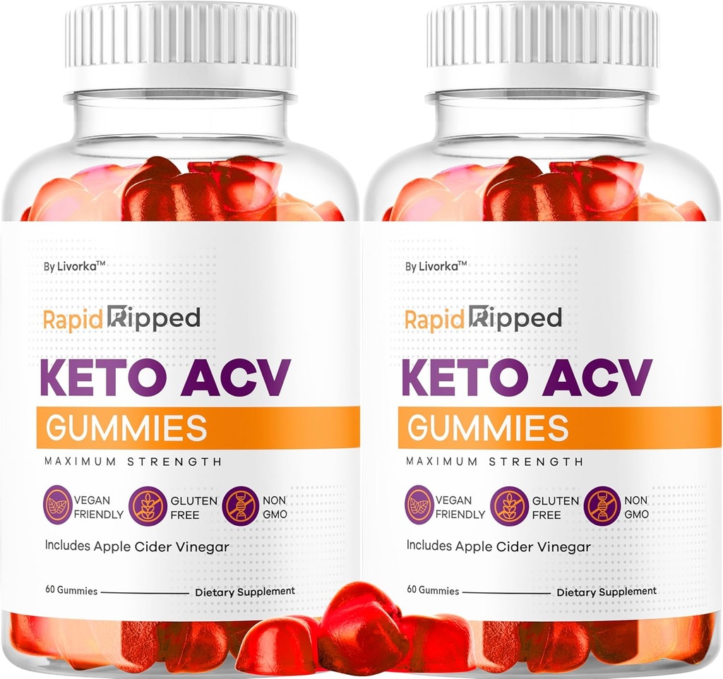 (2 Pack) Rapid Ripped Keto ACV Gummies Support, Rapidripped Keto Plus Apple Cidru Otegar Gummy Advanced Formula 1050MG, Toate recenziile naturale Gomitas, 120 Gummies pentru 2 luni