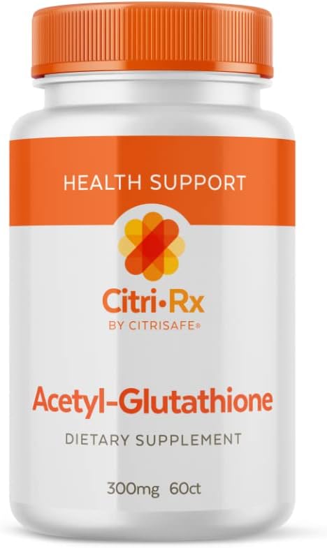 CitriRx Acetil Glutatione - 300 mg, 2 luni de aprovizionare - Made in USA - Cea mai buna absorbtie Antioxidant puternic potent cu magneziu - 60 capsule
