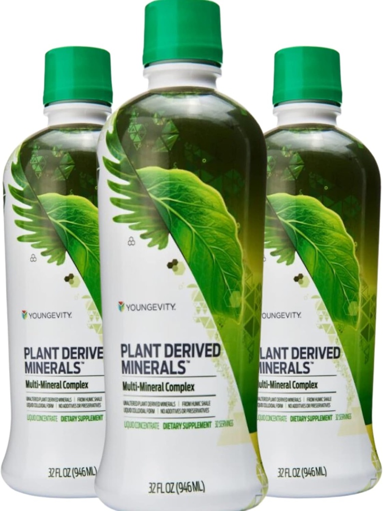 Planta Youngevity Minerale lichide derived - 77+ Minerale naturale nealterate Trace - 19.000 mg Solide minerale vegetale - Forma coloidală Humic Shale - (32 oz Pack of 3)