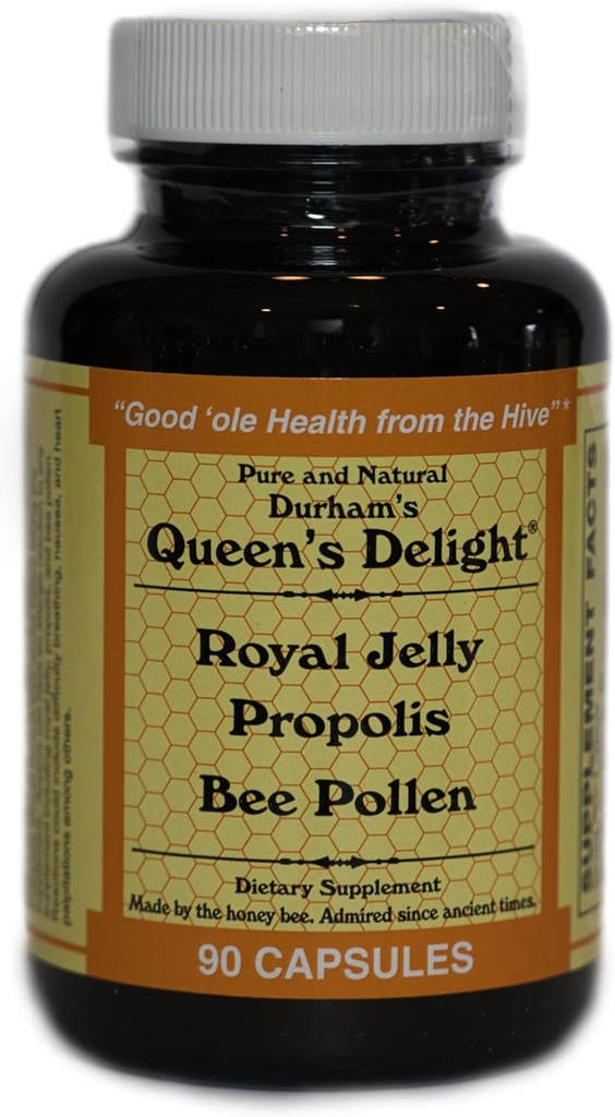 Durham's Queen's Delight (Royal Jelly 1000mg, Propolis 600mg, Beepollen 1500mg) în 3 capsule zilnice