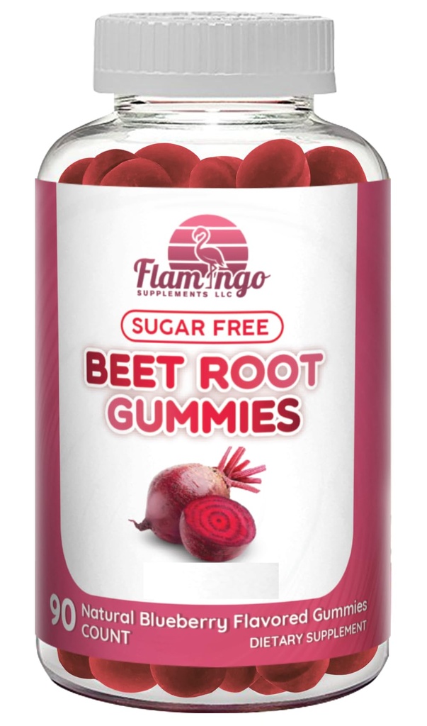 Sugar Free Nitric oxid de sfeclă Root Gummies - Root Root Chembables pentru performanta atletica, Nitric oxid Booster, Energie, fluxul de sânge și Circulație - 90 Sfeclă rădăcină Gummy Chews.