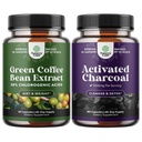 Bundle de cafea verde pur extract de fasole pentru antioxidant inima sanatate focalizare mentala si marime reducerea si curatarea si detoxifiere capsule Charcoal activate pentru umflare de ajutor si dezintoxicare organism curata