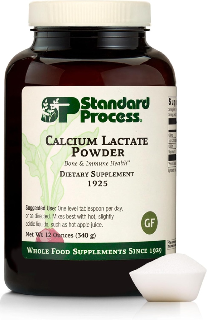 Proces standard - Lactat de calciu pulbere - Bone Health & Immune Suplement - Calciu Magneziu Suplimentul pentru Oase Putere & Sânge Sănătate - Non-Dairy, Non-Soy & Gluten-Free - 12 oz