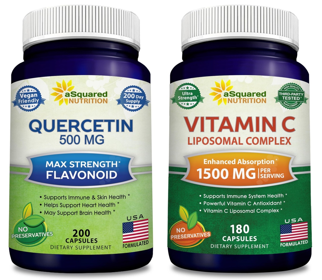 aSquared Nutrition Bundle pentru Querbetin 500mg & Vitamina C Complex lipozomal 1500mg - Suport imun