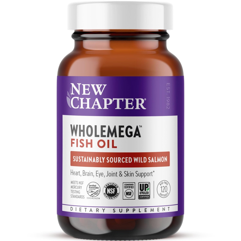 Noul capitol Wholemega Fish Oil Supplement - 2000mg per Serving, Clinic dovedit ulei de somon sălbatic Alaska cu Omega-3 + vitamina D3 + Astaxantină, 120 Softgels