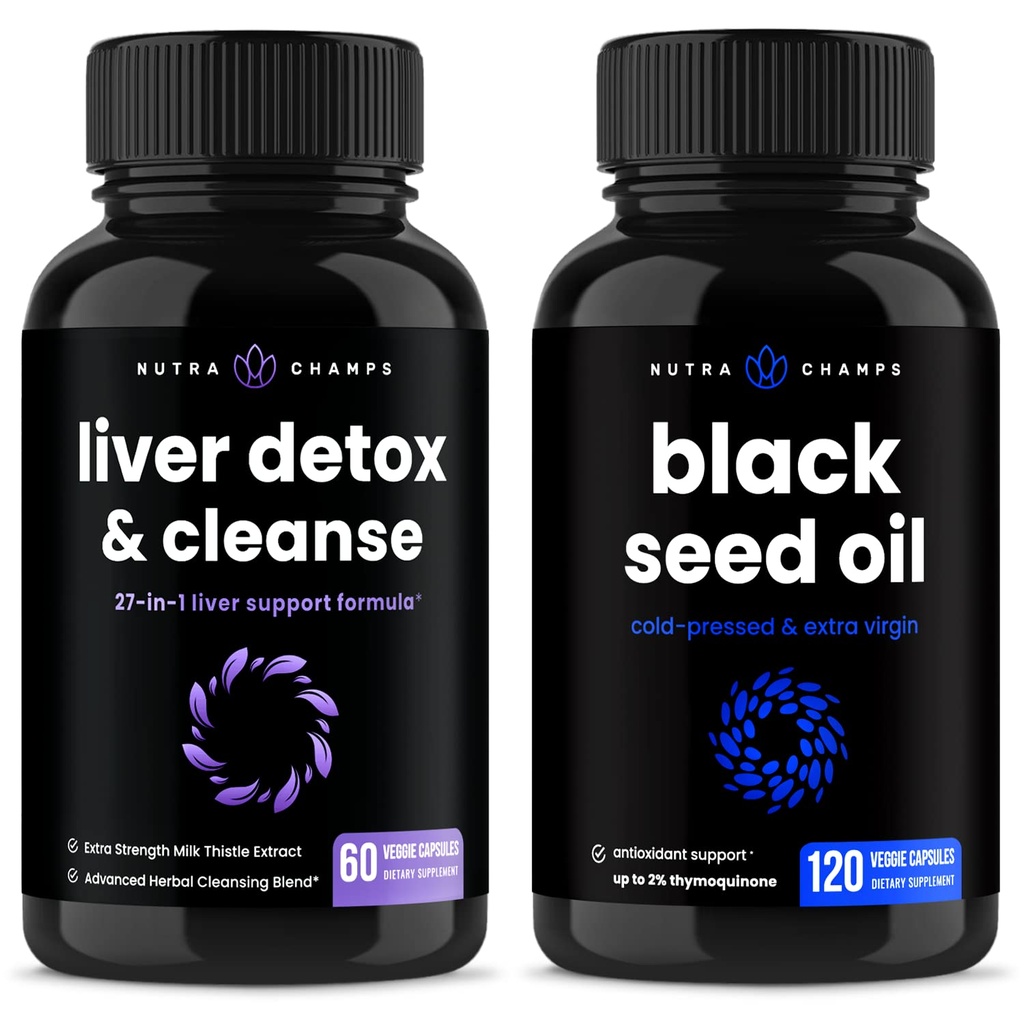 NutraChamps Ficat curata dezintoxicare și capsule de ulei de semințe negru Bundle
