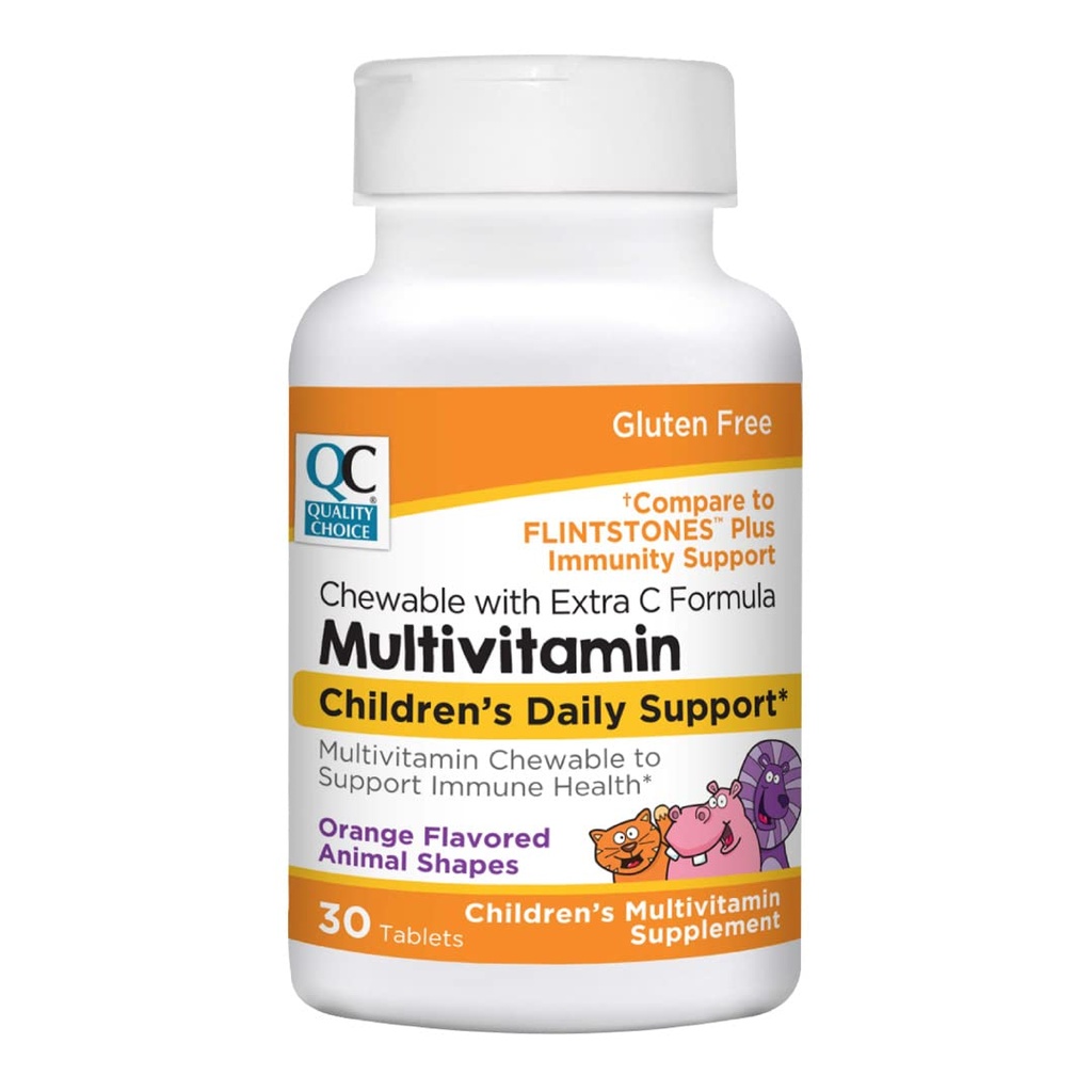 Alegerea de calitate, animale masticabile cu multivitamine pentru copii cu extra vitamina C, pentru copii suport zilnic portocaliu aroma Multivitamine Immune Health Supliment, 30 Conte flacon