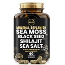 Maju Superfoods 18-in-1 Sea Moss, Black Seed, Shilajit, Sare de mare + D3 & K2, extracte concentrate, Trace Multi Minerale Capsule, pentru bărbați și femei Electroliti minerale Suplimente