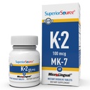 Sursă superioară Vitamina K2 MK-7 (Menachinonă-7) 100 mcg - Suplimentul de sprijin pentru forţa osoasă şi sănătatea - SIDA funcţia cardiacă sănătoasă - Bariatric-Friendly - 60 Tablete de dissolvire sublinguale
