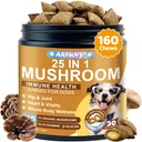 Mushroom Chews for Dogs - Turkey Tail Mushroom for Dogs Lumps & Bumps - Gut, Hip, Joint, Skin, Coat, Immune Health - 14 Organic Mushrooms Turkey Tail, Reishi, Lions Mane, Glucosamine, MSM - 160 Chews