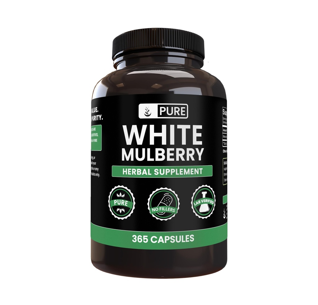 Ingrediente originale pure Alb Mulberry (365 capsule) Nu magneziu sau orez Fillers, întotdeauna pură, Lab verificat