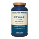 Natura Wonder Vitamina C 1000 mg cu Rose Hips tablete pentru sănătate imună, 250 Serviri, 250 conta