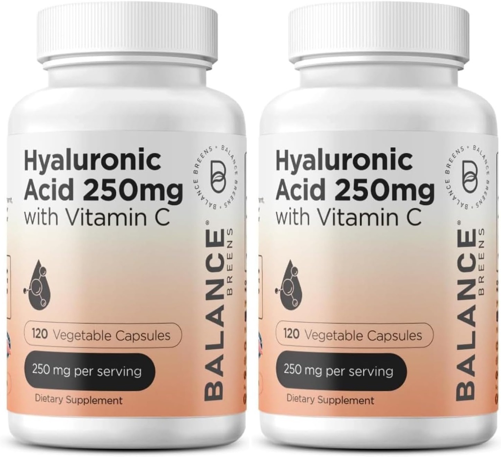 Pure Acid hialuronic Supliment 250mg cu vitamina C 50mg, 120 capsule Vegane - Hidratarea pielii pentru luciu natural, păr, unghii, Bone & Joint Health Formula