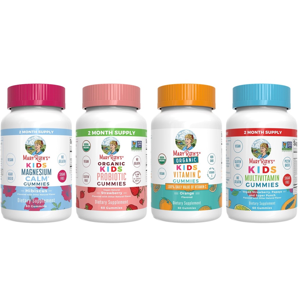 MaryRuth Organics Multivitamine, Probiotic, Magneziu calm, și vitamina C Gummies pentru copii 