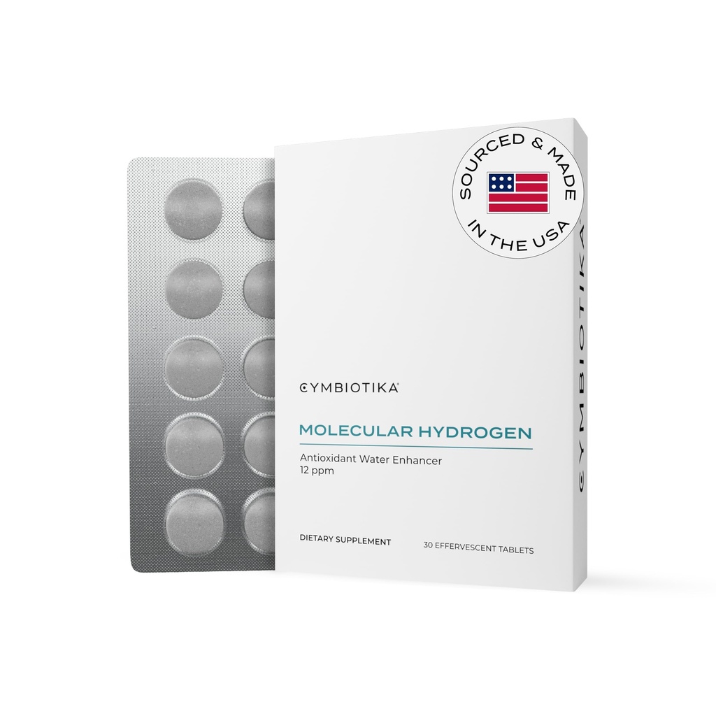 CYMBIOTIKA H2 Tablete de apă cu hidrogen molecular cu magneziu, energie Boost, Gluten gratuit, Keto Antioxidant băutură, suplimente de rezolvare rapidă, ajută la lupta inflamație și stres 30 comprimate, 12 ppm