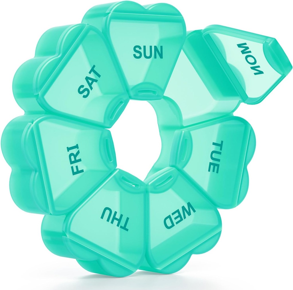 Organizator de pastile săptămânale mari, cutie de pastile 7 zi, KAPENS zilnic caz de vitamine Compartimente mari de capacitate, Containere pastile pentru suplimente de medicamente ulei de pește, verde