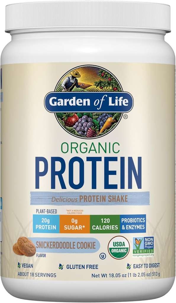 Gradina de viata Vegan praf de proteine - Snickerdoodle Cookie - 20g Proteina plantelor, BCAAs, Probiotice si enzime digestive - Gluten-Free, non-GMO