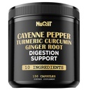 Capsule de ardei iute Cayenne cu rădăcină de curcumină Turmeric, rădăcină de ghimbir, HCl Berberin & More - Sistem imunitar de sprijin, Digestion, sănătate comună și sănătate cardiacă - 150 capsule