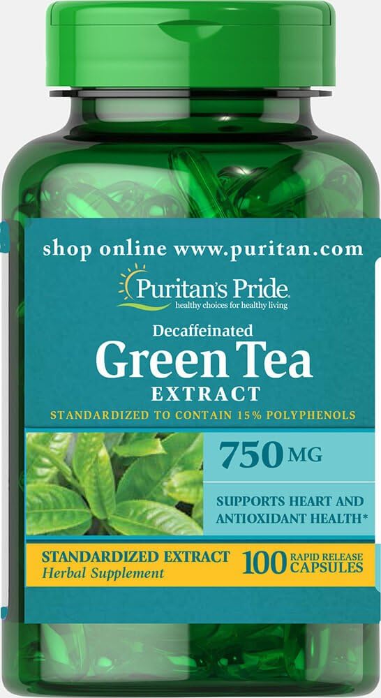 Puritan Pride Decafeinizat Ceai verde Extract standardizate 750 mg-100 capsule